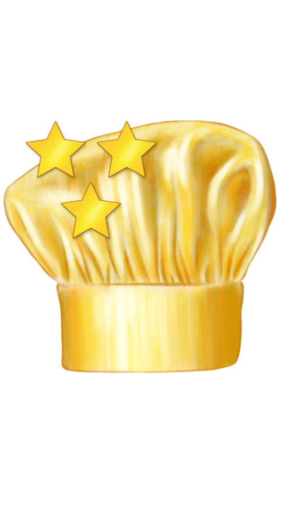 chef hat (gold + 1 star)
